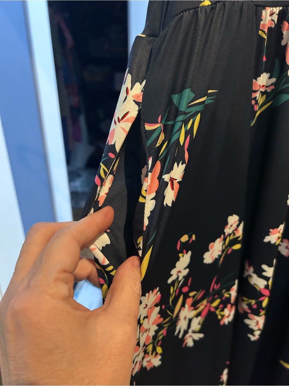 Navy Floral Maxi Dress with Pink Blossom Print - Picture 4 of 6